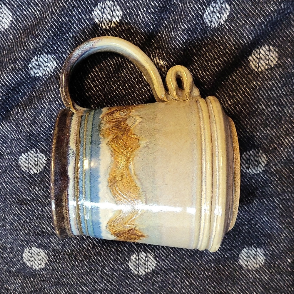 Handcrafted Blue/Brown/Purple Art Pottery Mug